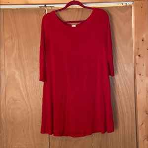 Red 1/4 Length T-Shirt Dress